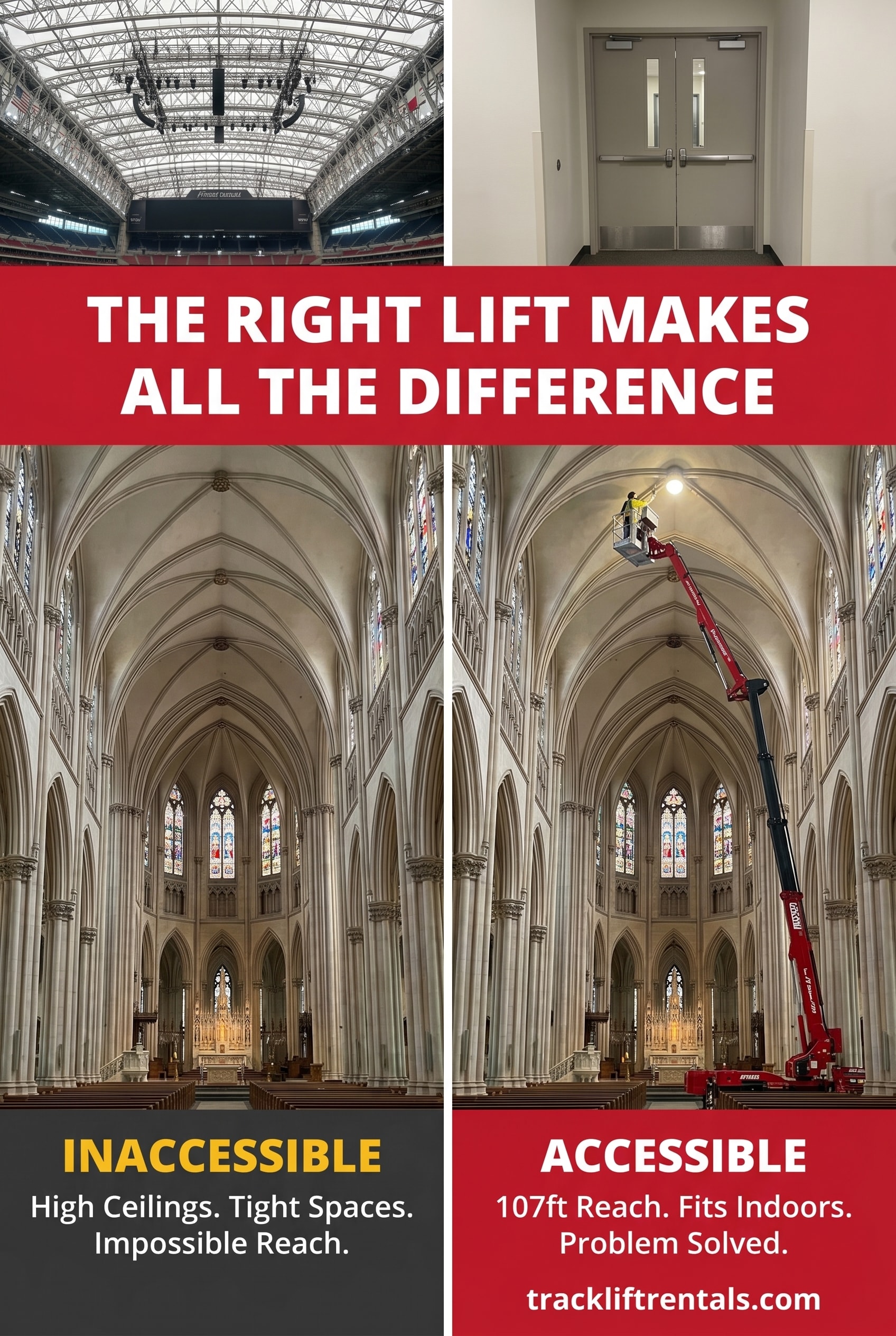 Track lift truck for Christmas light installation